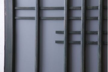 レトロガラス入り!珍しいデザインのガラス帯戸(ガラス戸、引き戸、建具)2枚組