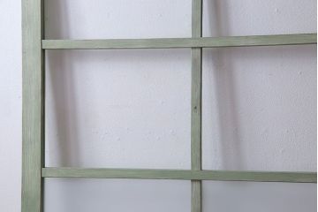 くすんだグリーンの色合いが可愛らしいアンティークペイントガラス戸(引き戸、建具)2枚組