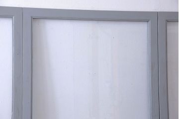 明るい色合いが素敵なアンティークペイントガラス戸(引き戸、建具)4枚セット