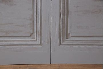 明るい色合いが素敵なアンティークペイントガラス戸(引き戸、建具)4枚セット