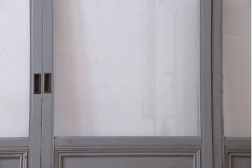 明るい色合いが素敵なアンティークペイントガラス戸(引き戸、建具)4枚セット