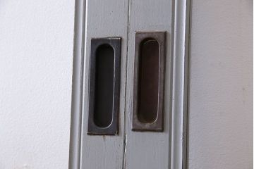 明るい色合いが素敵なアンティークペイントガラス戸(引き戸、建具)4枚セット