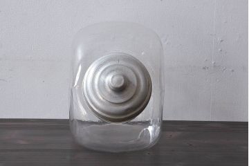 アンティーク雑貨　昭和レトロな古い蓋付きアンティーク猫瓶(ガラス瓶)(2)