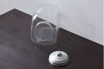 アンティーク雑貨　昭和レトロな古い蓋付きアンティーク猫瓶(ガラス瓶)(2)