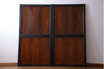 和製アンティーク　艶やかな風合いが魅力的な帯戸(板戸、引き戸、建具)2枚セット