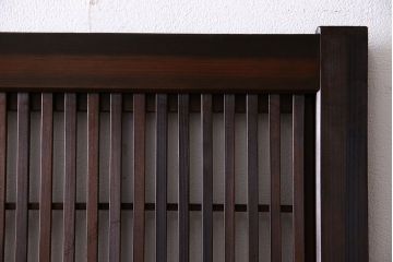 和製アンティーク　腰板ケヤキ材　上質で美しい造りの裏障子付き帯格子戸(引き戸、建具)4枚セット