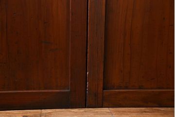 和製アンティーク　ツートンカラーが印象的なガラス入り格子帯戸(ガラス帯戸、引き戸、建具)4枚セット