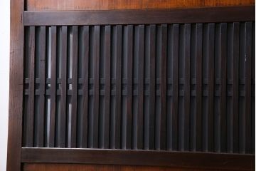 和製アンティーク　ツートンカラーが印象的なガラス入り格子帯戸(ガラス帯戸、引き戸、建具)4枚セット