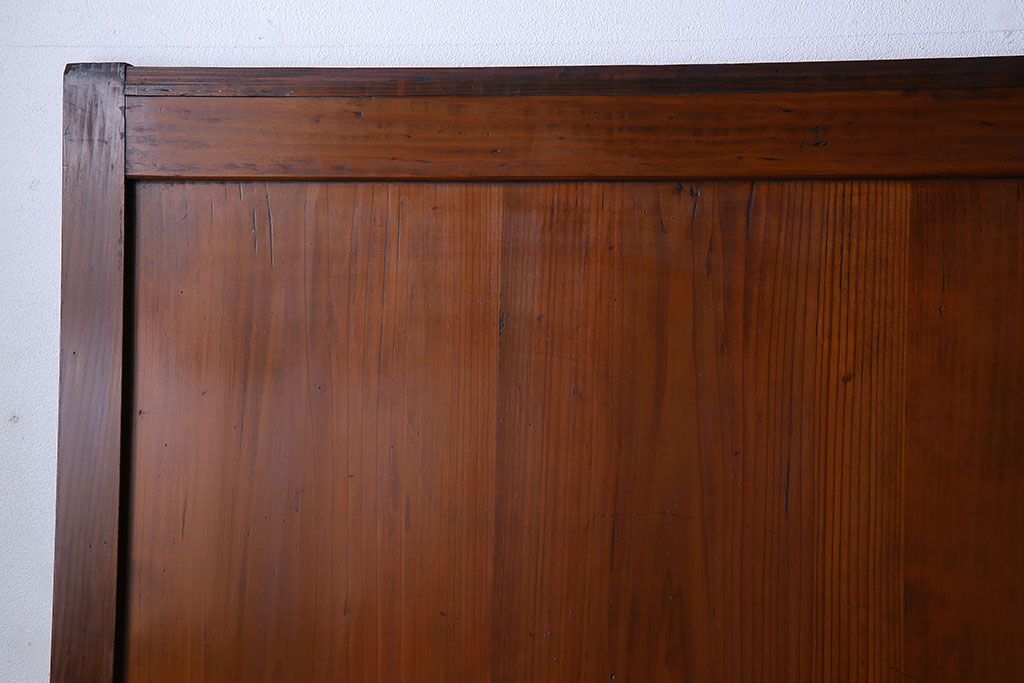 和製アンティーク　ツートンカラーが印象的なガラス入り格子帯戸(ガラス帯戸、引き戸、建具)4枚セット