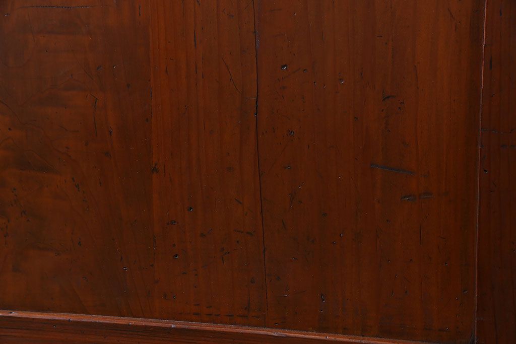 和製アンティーク　ツートンカラーが印象的なガラス入り格子帯戸(ガラス帯戸、引き戸、建具)4枚セット