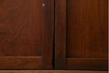 和製アンティーク　ツートンカラーが印象的なガラス入り格子帯戸(ガラス帯戸、引き戸、建具)4枚セット