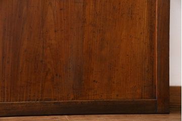 和製アンティーク　ツートンカラーが印象的なガラス入り格子帯戸(ガラス帯戸、引き戸、建具)4枚セット