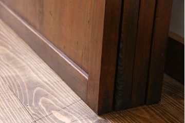 和製アンティーク　ツートンカラーが印象的なガラス入り格子帯戸(ガラス帯戸、引き戸、建具)4枚セット