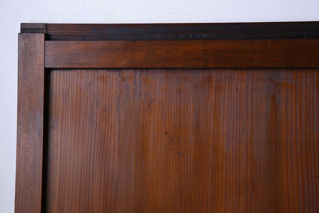 和製アンティーク　ツートンカラーが印象的なガラス入り格子帯戸(ガラス帯戸、引き戸、建具)4枚セット