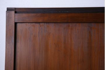 和製アンティーク　ツートンカラーが印象的なガラス入り格子帯戸(ガラス帯戸、引き戸、建具)4枚セット