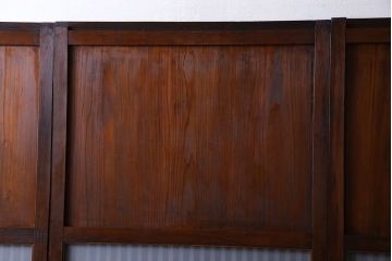 和製アンティーク　ツートンカラーが印象的なガラス入り格子帯戸(ガラス帯戸、引き戸、建具)4枚セット