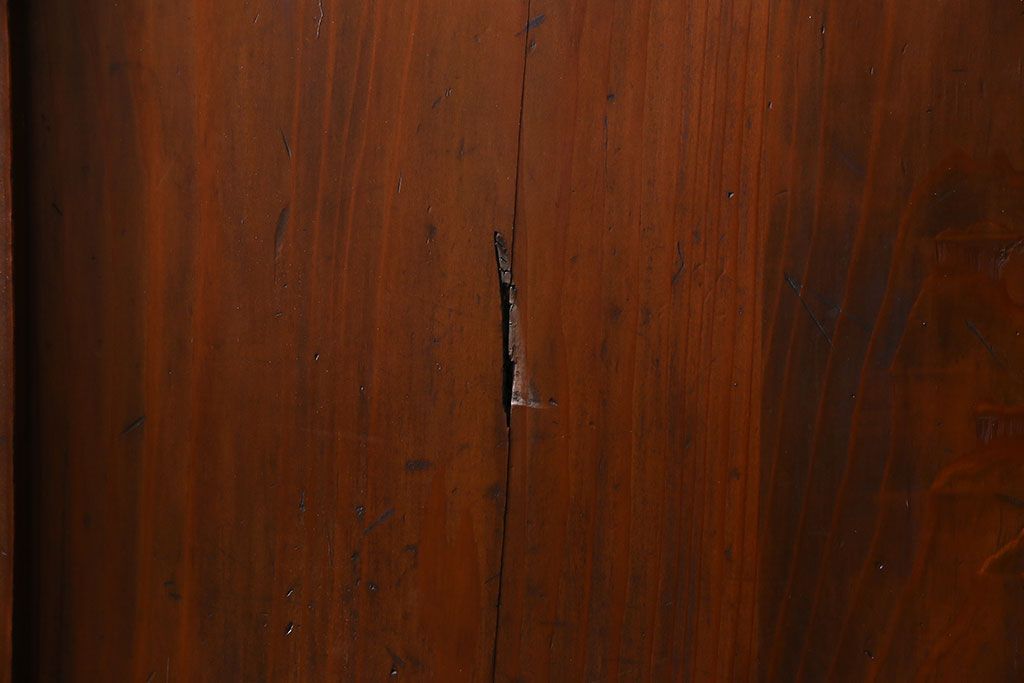 和製アンティーク　ツートンカラーが印象的なガラス入り格子帯戸(ガラス帯戸、引き戸、建具)4枚セット