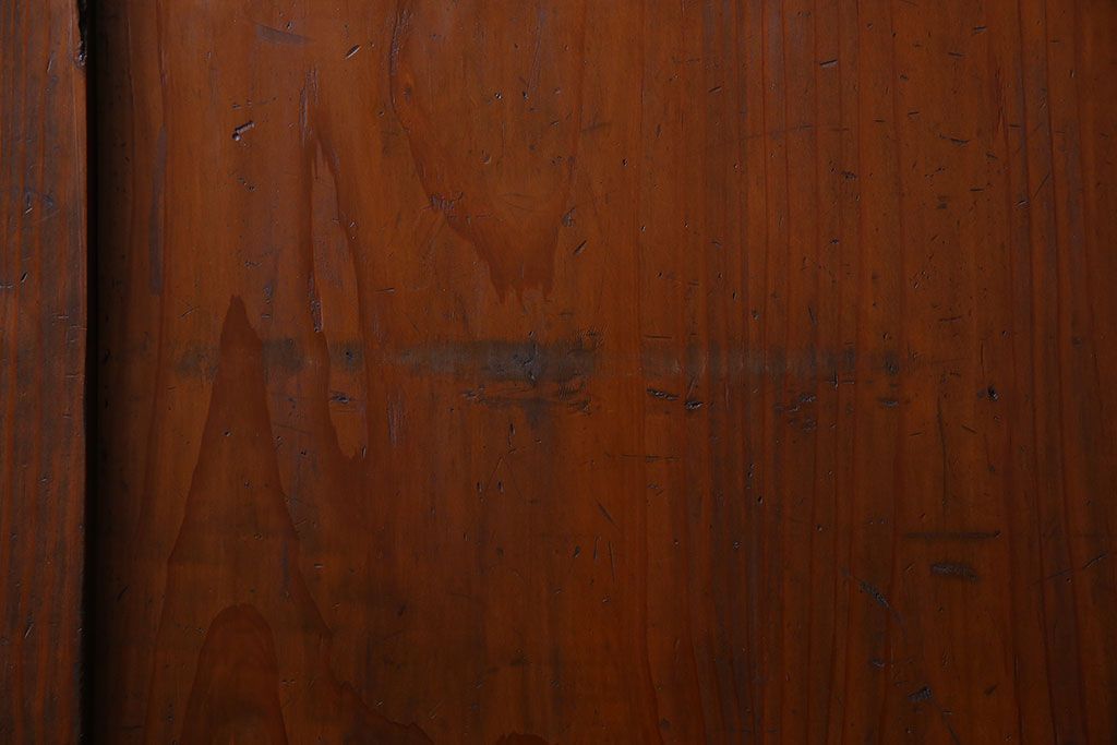 和製アンティーク　ツートンカラーが印象的なガラス入り格子帯戸(ガラス帯戸、引き戸、建具)4枚セット