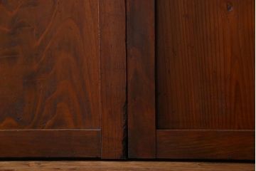 和製アンティーク　ツートンカラーが印象的なガラス入り格子帯戸(ガラス帯戸、引き戸、建具)4枚セット