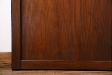 和製アンティーク　ツートンカラーが印象的なガラス入り格子帯戸(ガラス帯戸、引き戸、建具)4枚セット