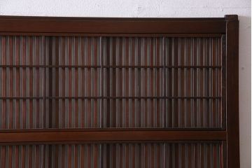 和製アンティーク　腰板ケヤキ材　モダンな雰囲気の裏障子付き帯格子戸(引き戸、建具)2枚組(1)