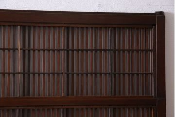 和製アンティーク　腰板ケヤキ材　モダンな雰囲気の裏障子付き帯格子戸(引き戸、建具)2枚組(2)