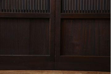 和製アンティーク　裏ガラス入り　細かな桟が美しい万本格子戸(引き戸、建具)2枚組(1)