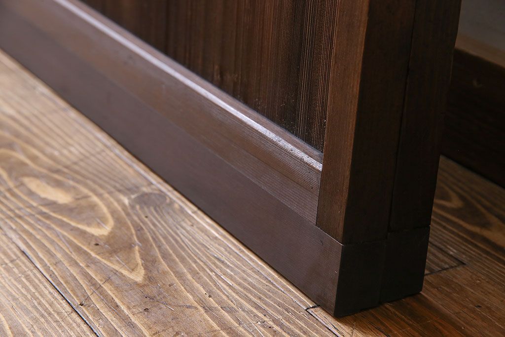 和製アンティーク　裏ガラス入り　細かな桟が美しい万本格子戸(引き戸、建具)2枚組(1)