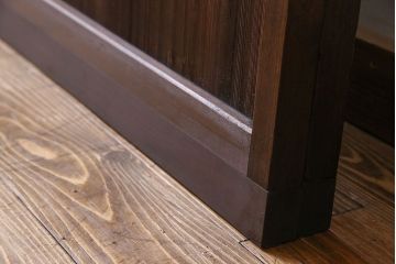 和製アンティーク　裏ガラス入り　細かな桟が美しい万本格子戸(引き戸、建具)2枚組(1)