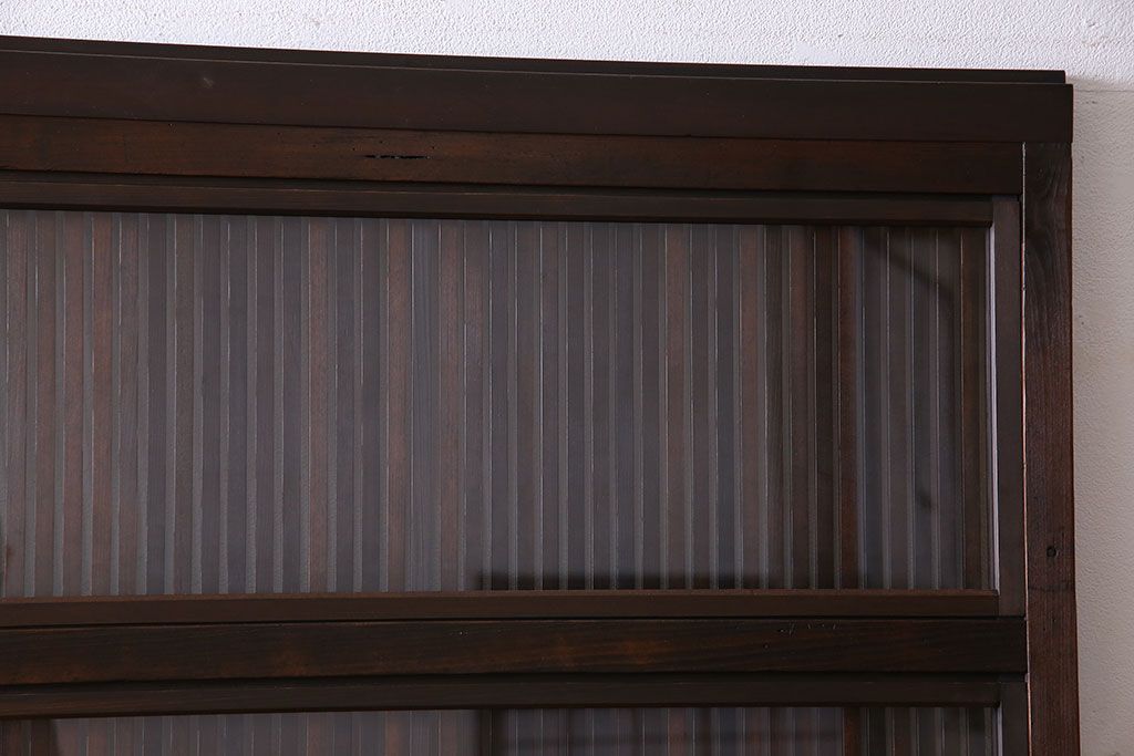 和製アンティーク　裏ガラス入り　細かな桟が美しい万本格子戸(引き戸、建具)2枚組(1)