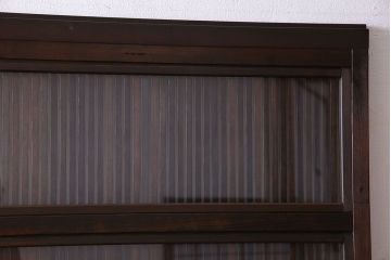 和製アンティーク　裏ガラス入り　細かな桟が美しい万本格子戸(引き戸、建具)2枚組(1)