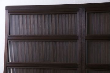 和製アンティーク　裏ガラス入り　細かな桟が美しい万本格子戸(引き戸、建具)2枚組(1)