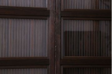 和製アンティーク　裏ガラス入り　細かな桟が美しい万本格子戸(引き戸、建具)2枚組(1)