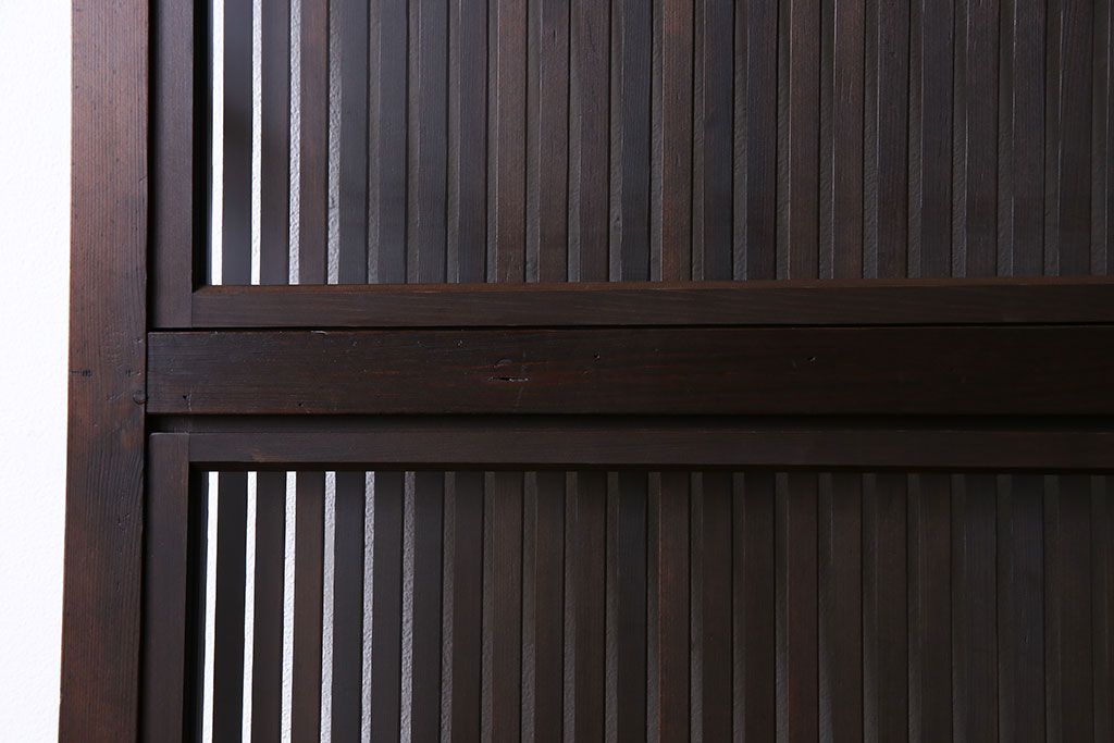 和製アンティーク　裏ガラス入り　細かな桟が美しい万本格子戸(引き戸、建具)2枚組(1)