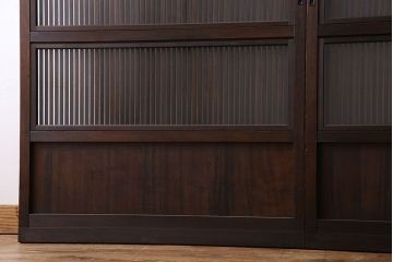 和製アンティーク　裏ガラス入り　細かな桟が美しい万本格子戸(引き戸、建具)2枚組(1)