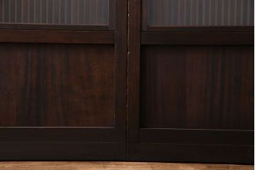 和製アンティーク　裏ガラス入り　細かな桟が美しい万本格子戸(引き戸、建具)2枚組(1)