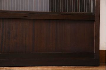 和製アンティーク　裏ガラス入り　細かな桟が美しい万本格子戸(引き戸、建具)2枚組(1)