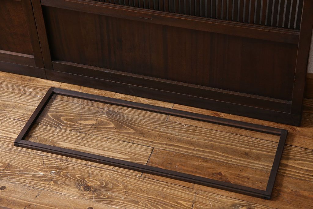 和製アンティーク　裏ガラス入り　細かな桟が美しい万本格子戸(引き戸、建具)2枚組(1)