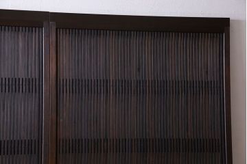 和製アンティーク　裏ガラス入り　細かな桟が美しい万本格子戸(引き戸、建具)2枚組(2)
