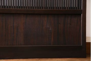 和製アンティーク　裏ガラス入り　細かな桟が美しい万本格子戸(引き戸、建具)2枚組(2)