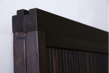和製アンティーク　裏ガラス入り　細かな桟が美しい万本格子戸(引き戸、建具)2枚組(2)