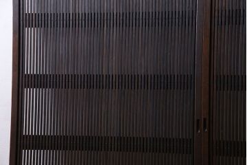 和製アンティーク　裏ガラス入り　細かな桟が美しい万本格子戸(引き戸、建具)2枚組(2)