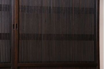和製アンティーク　裏ガラス入り　細かな桟が美しい万本格子戸(引き戸、建具)2枚組(2)