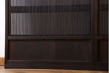 和製アンティーク　裏ガラス入り　細かな桟が美しい万本格子戸(引き戸、建具)2枚組(2)