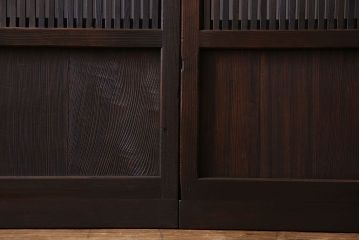 和製アンティーク　裏ガラス入り　細かな桟が美しい万本格子戸(引き戸、建具)2枚組(2)