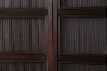 和製アンティーク　裏ガラス入り　細かな桟が美しい万本格子戸(引き戸、建具)2枚組(2)