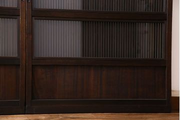 和製アンティーク　裏ガラス入り　細かな桟が美しい万本格子戸(引き戸、建具)2枚組(2)
