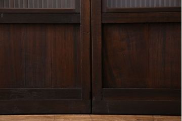 和製アンティーク　裏ガラス入り　細かな桟が美しい万本格子戸(引き戸、建具)2枚組(2)