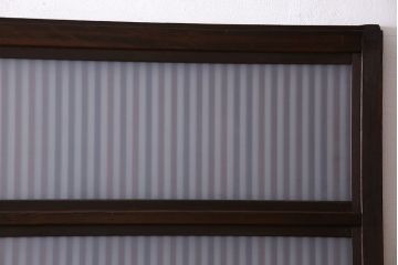 和製アンティーク　裏ガラス入り　ケヤキ材の木目が印象的な帯格子戸(引き戸、建具)3枚組