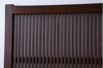 和製アンティーク　深みのある木味が魅力的なガラス入り帯格子戸(引き戸、建具)3枚組